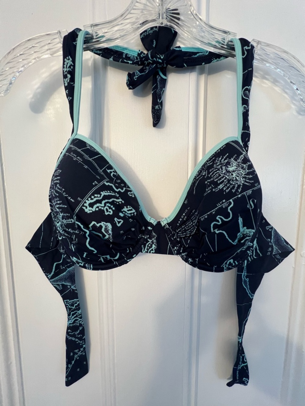 Tommy Bahama Swim Navy Blue Map Print TWO Piece Bikini 34D Large